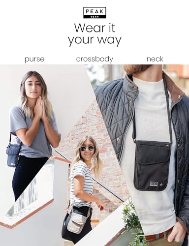 Peak Gear RFID Neck Wallet - The Original Travel Pouch with Adjustable Crossbody Strap + Theft Protection and Lost & Found Service | Beige - color: Beige (Neck Wallet)