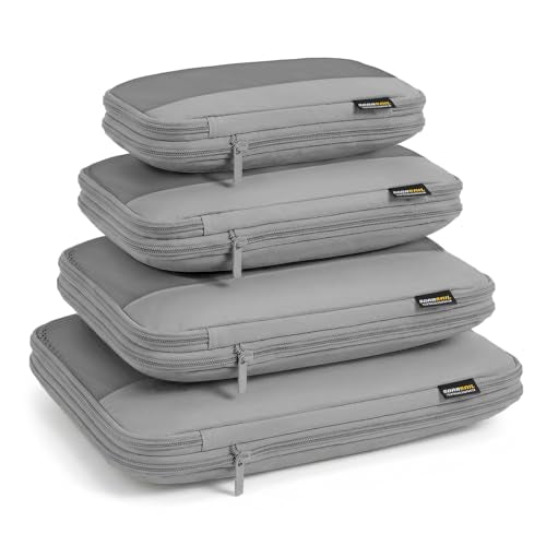 4 Piece Compression Packing Cubes for 3–7 Day Travel, Space Saving Travel Organizers with Breathable Mesh, Double-Zipper Packing Cubes for Carry-On & Suitcases (Silver) - color: Silver