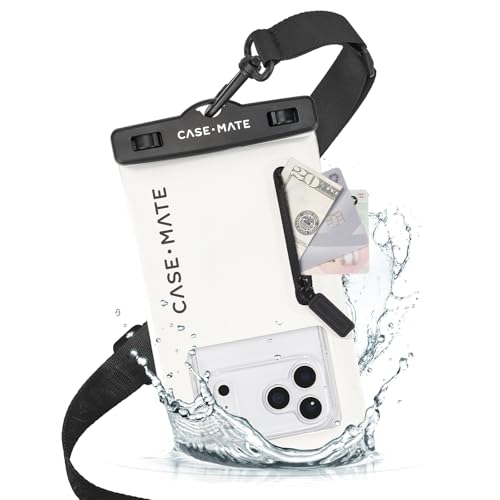 Case-Mate IP68 Waterproof Phone Pouch with Zip Pocket for 3 Cards & Cash - Large Floating Phone Case w/Crossbody Lanyard - Beach Cruise Ship Travel Essentials Compatible w/All Devices - Sand Dollar - color: Sand Dollar w/ Zip Pocket