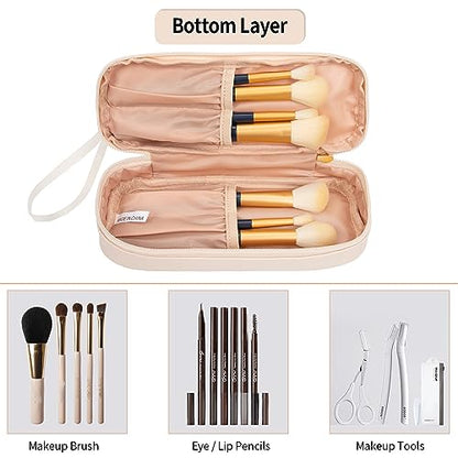 Ethereal Clear Makeup Bag, Cream Small Cosmetic Bag Travel Makeup Bag for Women TSA Approved Toiletry Bag Portable Makeup Pouch - color: 05-cream clear