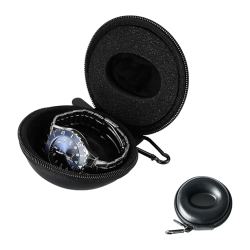 Travel Watch Case for 50mm Watches, Shockproof Portable Watch Storage Box Wristwatches,watch pod, Compact Protective Organizer for Men & Women（black） ﻿ - color: black, size: eva Circle