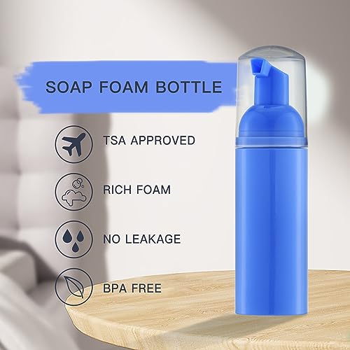 Tekson 3 PCS Soap Foam Bottle (2 oz), Empty Travel Foaming Lash Shampoo for Cleanser, Dispenser (Blue) - color: Blue, size: 3pcs