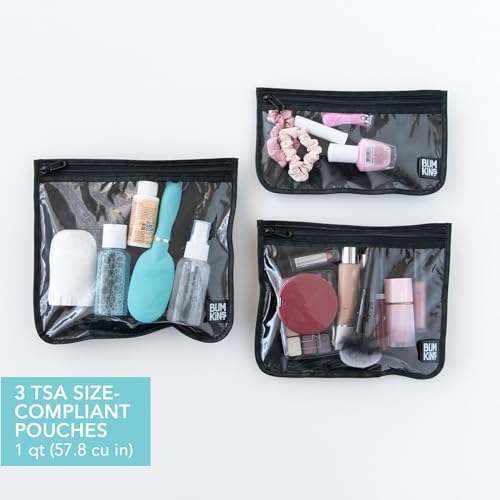 Bumkins and Roamio Waterproof Wet Bag, Wet/Dry Clutch & Clear Travel Bags - For Beach, Baby, Travel, Cloth Diapers, Pump Parts, Pool, Gym, Toiletries - Reusable & Easy to Clean - Black Check - 5 Pack - color: A4 Black Check 5pc