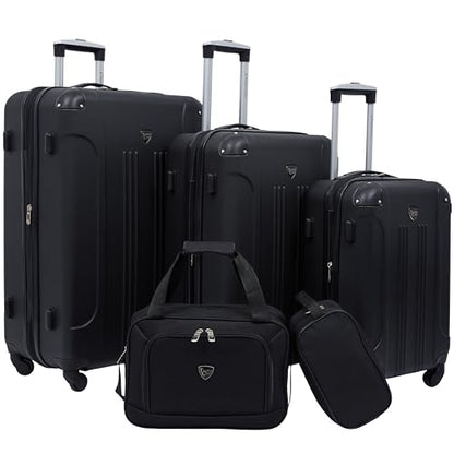 Travelers Club Chicago Hardside Expandable Spinner Luggage, Black, 5 Piece Set - color: Black, size: 5 Piece Set