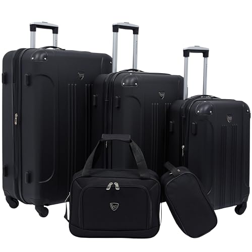 Travelers Club Chicago Hardside Expandable Spinner Luggage, Black, 5 Piece Set - color: Black, size: 5 Piece Set