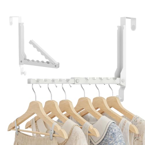 1 Pack Over The Door Hooks, Extended Over The Door Clothes Hanger with 11 Ridges,Space-Saving Over The Door Rack Door Hooks for Hanging Clothes,Larger Capacity Over The Door Hanger,Upgraded version. - color: 1 Pack, White(Dual Fold-2.0)