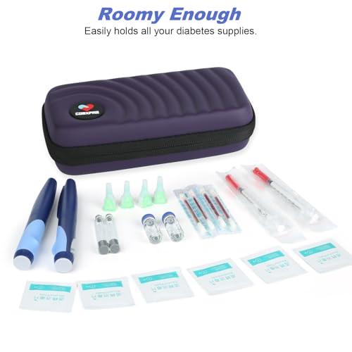 CDBXPRG Insulin Cooler Travel Case,Diabetic Cold Pack Organizer Bag with 2 Reusable Ice Packs for Insulin Pen and Other Medication Diabetic Supplies Dark Purple - color: PU-Dark Purple