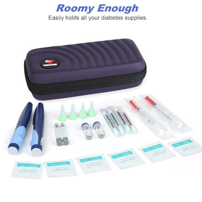 CDBXPRG Insulin Cooler Travel Case,Diabetic Cold Pack Organizer Bag with 2 Reusable Ice Packs for Insulin Pen and Other Medication Diabetic Supplies Dark Purple - color: PU-Dark Purple