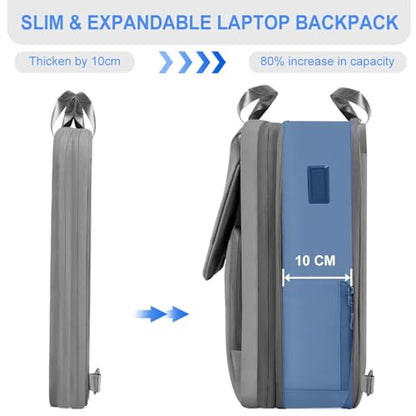 ZINZ Slim & Expandable Laptop Backpack 15.6 16 17 inch Travel Business Backpack Water-Resistant Daypack for Men and Women，Grey - color: G01y01