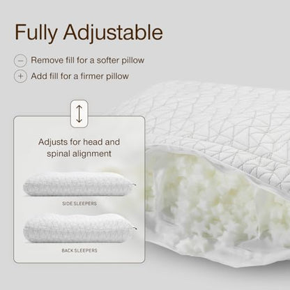 Coop Home Goods Adjustable Orthopedic Pillow King, Ergonomic Cervical Neck Support, Memory Foam Pillows for Side & Back Sleepers, Breathable, Washable Cover, GREENGUARD & CertiPUR-US Certified - size: King