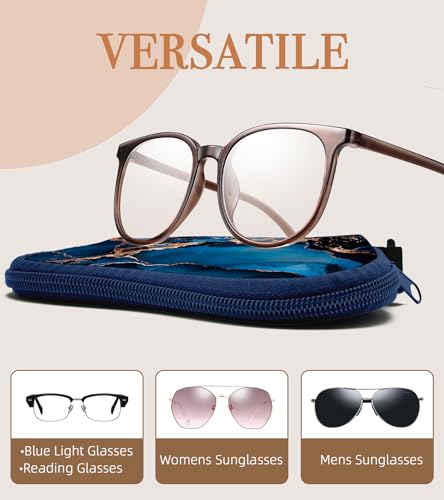 Sunglasses Case Soft Glasses Cases for Women Pouch Eyeglass Bag Eye Glass Kids Girls Sun Glasses Cute Kawaii - color: Marble Blue