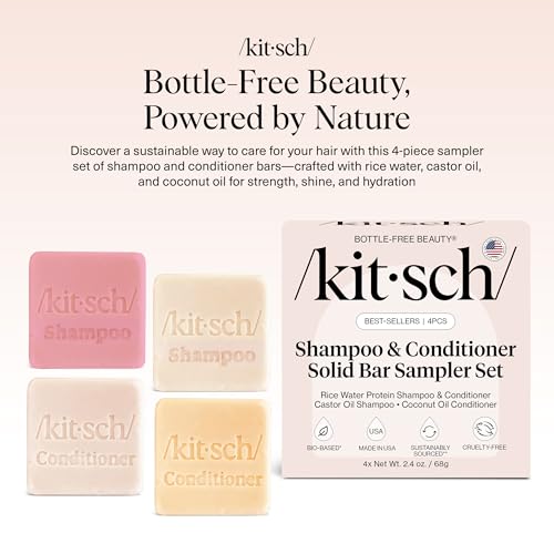 Kitsch Shampoo & Conditioner Sampler Set with 4-Compartment Travel Soap Case – 2-Piece Hair Care Bundle