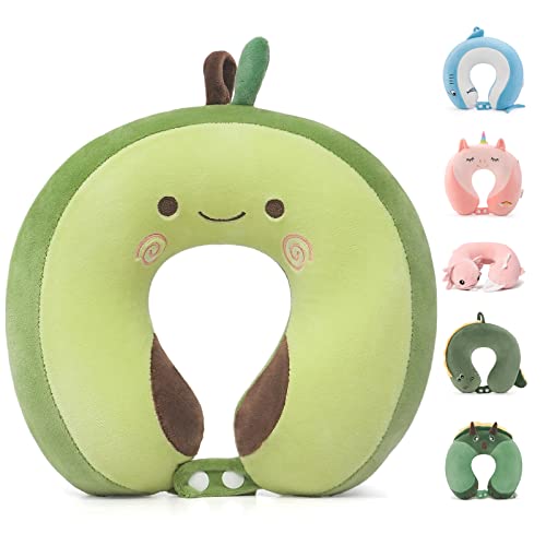 Niuniu Daddy Avocado Kids Travel Neck Pillow (3-8 Y/O), Memory Foam Toddler Pillows for Head & Chin Support, Cute Sleeping Essentials for Car Seat, Airplane, Stroller and Long Road Trip - color: Avocado, size: Kids (Ages 3-8)