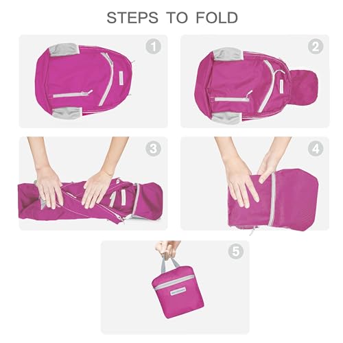 35L Foldable Waterproof Backpack For Outdoor Sports Travel Inside Wet Clothes Compartment Packable For Multiple - color: 1pink