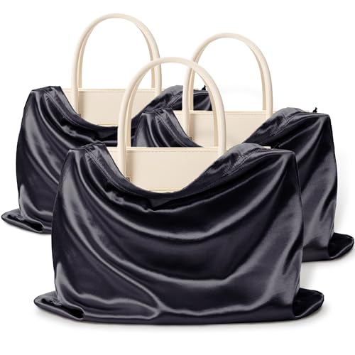 Vonty 3 Pack Silky Dust Bags for Shoes and Purses, Satin Drawstring Bag for HandBags Boots - Black Shoe Bag Silk Dust Cover Bag Protector Travel Storage Pouch(23.6 x 19.6 In) - color: Black, size: 23.6 x 19.6
