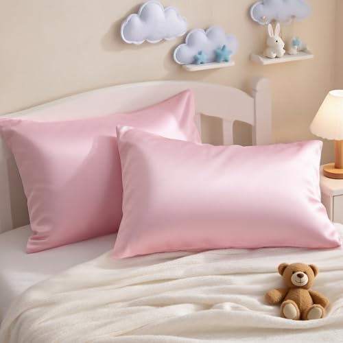 NTBAY Egyptian Cotton Toddler Pillowcases - Set of 2 - Travel Pillow Cases - 500 Thread Count Cotton 13x18 Pillow Covers - Envelope Closure Nursery Pillowcases, 13x18 Inches, Pink - color: Pink