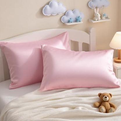 NTBAY Egyptian Cotton Toddler Pillowcases - Set of 2 - Travel Pillow Cases - 500 Thread Count Cotton 13x18 Pillow Covers - Envelope Closure Nursery Pillowcases, 13x18 Inches, Pink - color: Pink