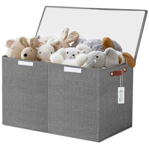 Bagnizer Large Toy Storage Box with Lids, Collapsible Sturdy Baby Storage Organizer Chest Bin Basket for Kids, Boys, Girls, Playroom, Nursery, Bedroom, Closet 25"x13"x16" (Gray) - color: Gray