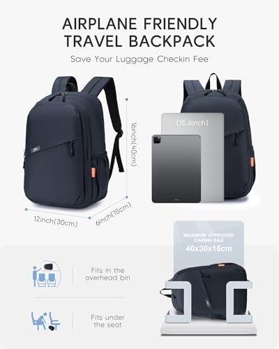 40x30x15cm Personal Item Bag Lightweight Foldable Travel Backpack Carry On Flight Approved with Anti-Theft Pocket Casual Daypack for Weekender Business Hiking,Black - color: Black