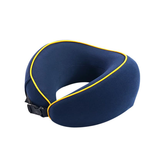 Travel Pillow 100% Pure Memory Foam Neck Pillow, Comfortable & Breathable Cover, Machine Washable, Airplane Travel Kit with 3D Contoured Eye Masks, Earplugs (Blue) - color: Blue