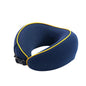 Travel Pillow 100% Pure Memory Foam Neck Pillow, Comfortable & Breathable Cover, Machine Washable, Airplane Travel Kit with 3D Contoured Eye Masks, Earplugs (Blue) - color: Blue