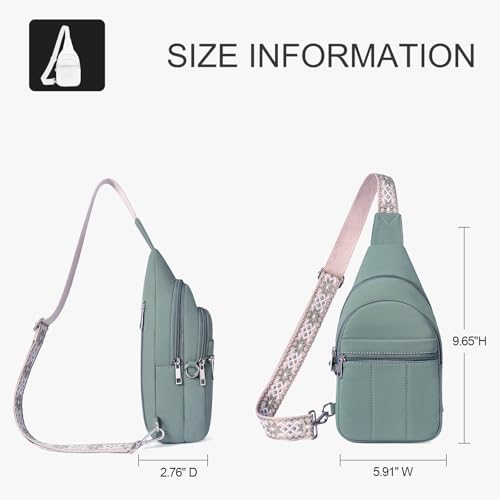 Small Sling Bag for Women, Puffer Crossbody Bag Anti Theft Travel RFID Purses Fanny Packs for Travel Hiking - color: Green