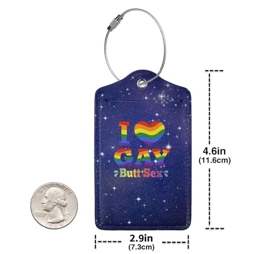 I Love Gay Butt Sex Set of 2 Durable Leather Luggage Tags Stylish Travel Gear Men Women