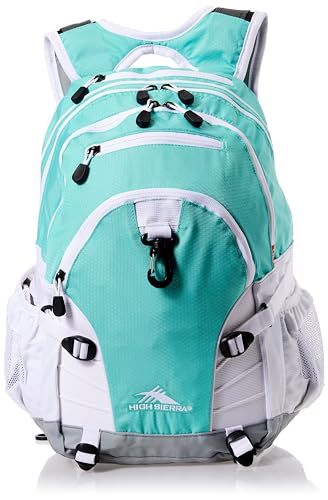High Sierra Loop Backpack, Travel, or Work Bookbag with tablet sleeve, One Size, Aquamarine/White/Ash - color: Aquamarine/White/Ash