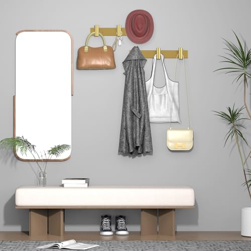 VAEHOLD Hat and Coat Wall Mount Rack - Hooks for Robes, Bags, Keys, and Towels - Bathroom Towel Hanger Organizer (Gold, “T“ Shape 3 Hooks 1 Pack) - color: Gold, size: “T“ Shape 3 Hooks 1 Pack
