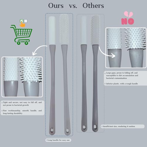Toe Cleaning Brush with 15.7" Long Handle,Foot Scrubber in Shower,No Bending, Ideal for Seniors, Expecting Mothers, Men & Women | Foot Scrubber & Anti-Itch Exfoliating Brush (2 Pack) (Grey) - color: Grey