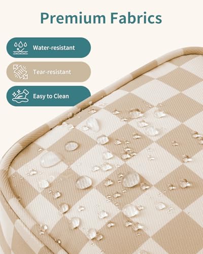 Narwey Checkered Travel Toiletry Bag for Women Traveling Dopp Kit Travel Bag for Toiletries Cosmetic Bag Makeup Bag Medicine Bag for Traveling (Light Brown Checkerboard) - color: B-Light Brown Checkerboard