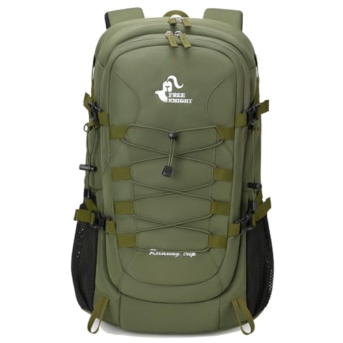Bseash 40L Waterproof Hiking Camping Backpack with Rain Cover, Outdoor Sport Travel Bag Daypack for Climbing Skiing Cycling (Army Green) - color: Army Green