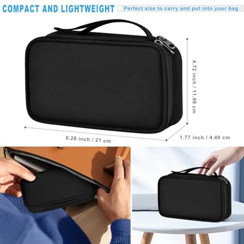 ZINMARK Portable Cable Organizer Case,Travel Pouch with Double-Layer Storage for Cables,Chargers,Earbuds & Phone,Black– Small Size - color: Black