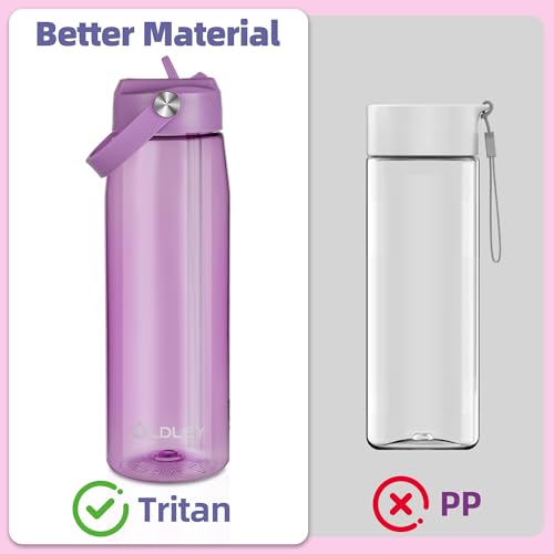OLDLEY 32 oz Water Bottle with Straw, Leakproof Sports Water Bottle with Carry Strap, BPA-Free Large Water Bottles for Home,Travel, School, Outdoors, Gym, Tritan,Dark Purple - color: Dark Purple