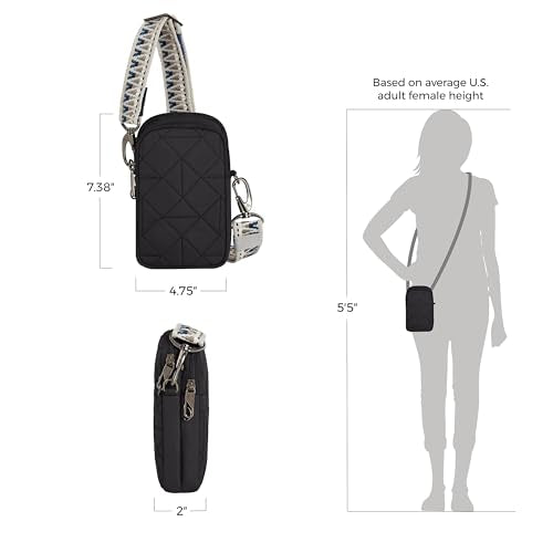 Travelon Anti-Theft Boho 2 Compartment Phone Crossbody - color: Black