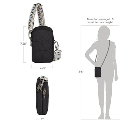 Travelon Anti-Theft Boho 2 Compartment Phone Crossbody - color: Black