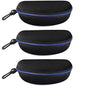 3 Pack Zipper Shell Eyeglasses and Sunglasses Case with Plastic Carabiner Hook - color: Blue