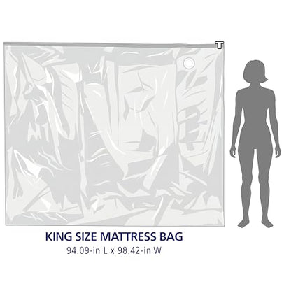 Hefty Shrink-Pak Mattress Bags for Moving - King/California King Size | Heavy Duty & Water Resistant Vacuum Compression Mattress Bag, Storage Protection Mattress Cover for Moving