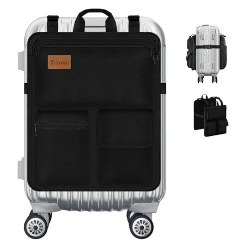 Yotako Over Luggage Organizer for Suitcase or Carry On Bag with 7 Storage Pockets-16” Laptop Sleeve with Handle and Adjustable Straps, Fits 20-30” Suitcase Travel Accessories Bag (Black)