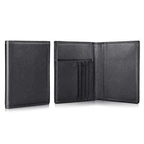 Polare Men's Slim RFID Blocking Leather Passport Holder Travel Bifold Wallet (Black) - color: Black