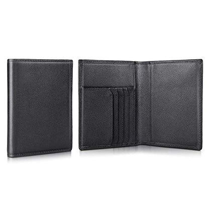 Polare Men's Slim RFID Blocking Leather Passport Holder Travel Bifold Wallet (Black) - color: Black