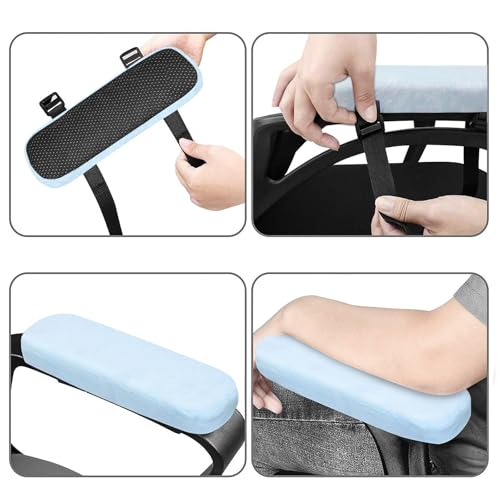 MOSISO Chair Armrest Pads (2 Pack), Memory Foam Home/Office Chair Arm Rest Covers Comfy Computer Gaming Elbow Cushion Removable Washable Elbow Support Forearm Pressure Relief, Air Blue - color: Air Blue