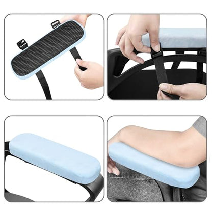MOSISO Chair Armrest Pads (2 Pack), Memory Foam Home/Office Chair Arm Rest Covers Comfy Computer Gaming Elbow Cushion Removable Washable Elbow Support Forearm Pressure Relief, Air Blue - color: Air Blue