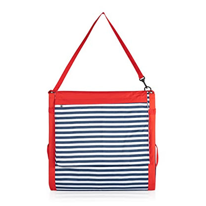 PICNIC TIME Beachcomber Portable Lounger - Soft Beach Mat & Chair - Blue Pinstripe - color: Blue Pinstripe