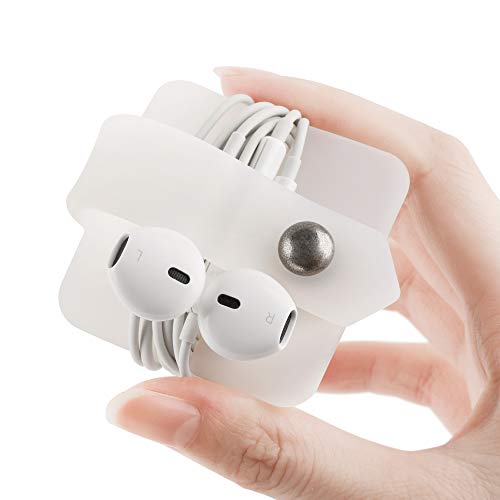 Silicone Cord Organizer, Transparent Earphone Wrap, Button Closure, Flexible Headphone Cord Manager - color: Transparent