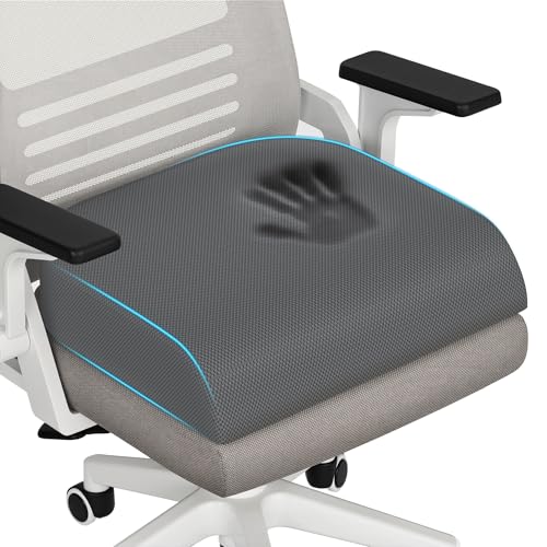 TranquilRelax XLarge Seat Cushion, Soft Foam Cushion for Long Sitting Hours on Office Chair, Home & Car, Non-Slip Chair Pad for Relieving Back & Sciatica & Hip & Coccyx Pain (Grey) - color: Grey, size: X-Large