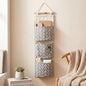 Wall Hanging Storage Bag, 3 Pockets Over The Door Closet Organizer, Cotton Linen Closet Organizer Door Pouch Bedroom Home Office Organizer (Gray)