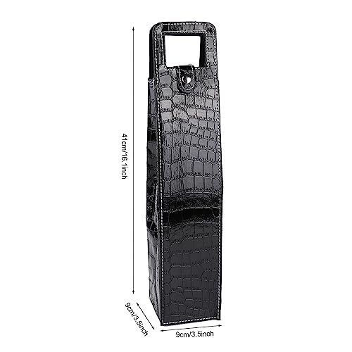 Leather Wine Bottle Carrier, Wine Gift Bag PU Resuable Leather Wine Tote Bag Champagne Beer Gift Bags Carrier for for Picnic Beach Party Travel, Good Gifts for Wedding Housewarming Wine(Black) - color: Black