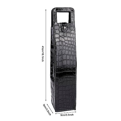 Leather Wine Bottle Carrier, Wine Gift Bag PU Resuable Leather Wine Tote Bag Champagne Beer Gift Bags Carrier for for Picnic Beach Party Travel, Good Gifts for Wedding Housewarming Wine(Black) - color: Black