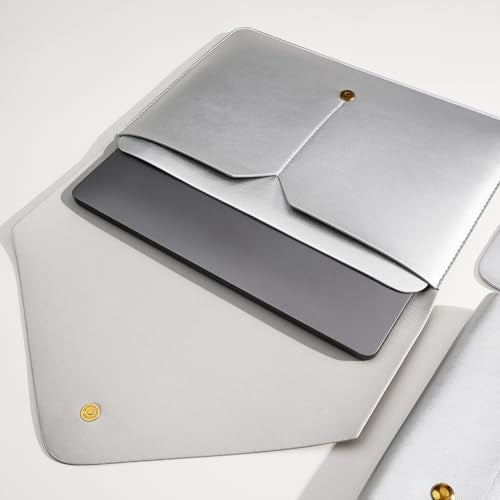 PU Leather Laptop Sleeve Compatible with New 14 inch MacBook Pro A2992 A2918,Old MacBook Pro Air 13, Surface Laptop 7th Gen 13.5, Thinkpad X1 Carbon 14 Set of 4PCS Color Silver - color: Silver, size: 14Inch Laptop